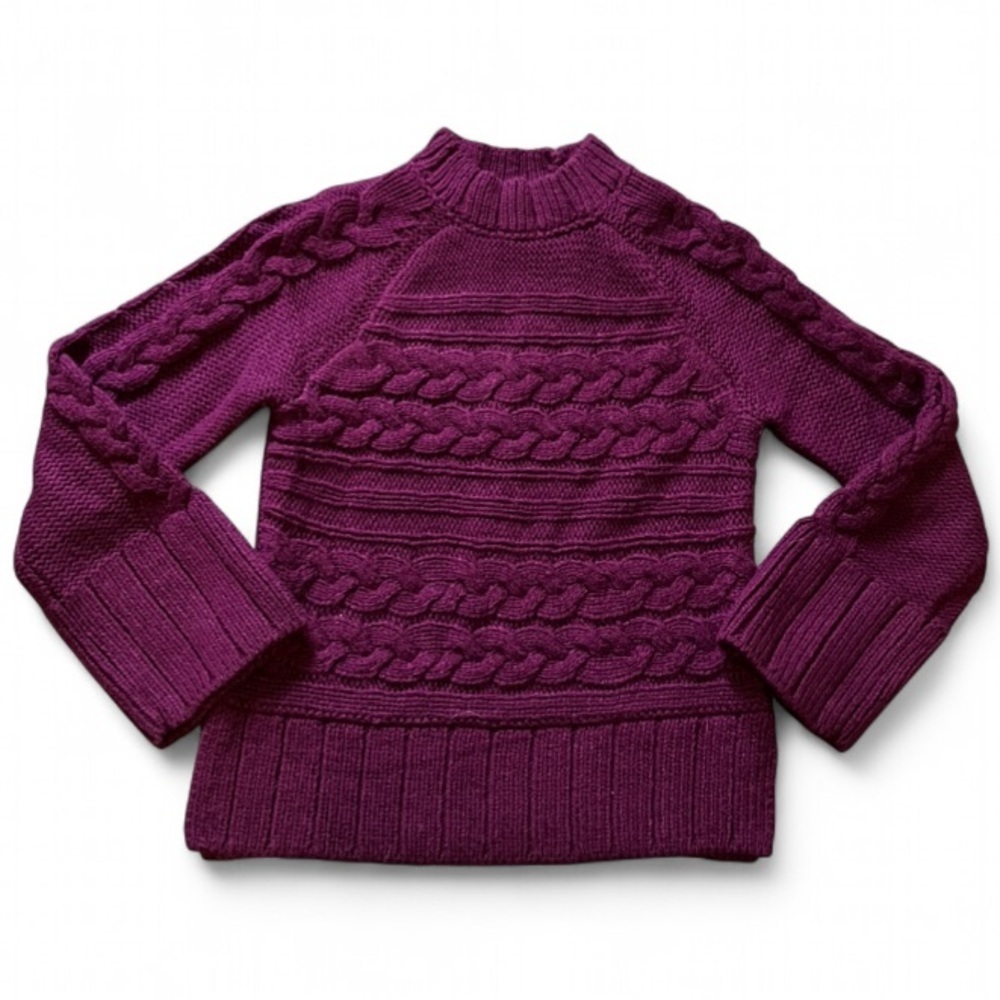 St. John's Bay Rich Purple Cable Knit Sweater Like New Size Small